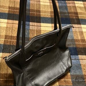 Lodis Black Pebbled Leather Tote